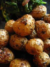 Roasted Mini Yukon Gold Potatoes Tossed With Olive Oil Garlic Granules Dried Parsley And S Gold Potato Recipes Golden Potato Recipes Roasted Potato Recipes