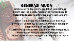 Pendidikan di sekolah.contohnya diterapkan dalam subjek sejarah,sering mengadakan pelbagai pertandingan sempena kemerdekaan. Cara Memupuk Semangat Patriotik Mahasiswauitmpatriotik Kokurikulumuitm Pusatkouitm Youtube