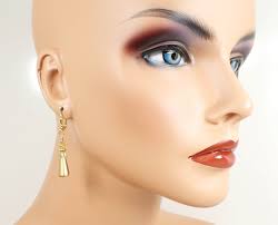 Handmade Small Metallic Gold Color Lucite Cone Earrings Gold Plated, Hook  Lever Back or Clip On