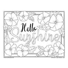 Inspirational quotes and coloring pages. Hello Sunshine Spring Coloring Page