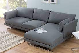 Modernes Ecksofa Manhattan 270cm Oliv Grau Leinenbezug Couch Grau Wohnzimmer Sofa Design Ecksofas