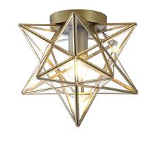 Jonathan Y Stella 12 In Moravian Star Metal Clear Glass Led Flush Mount Gold Clear Jyl9035b The Home Depot