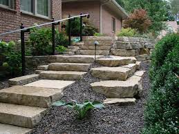 Outcropping Stone Steps With Railing Landscape Stairs Landscape Stone Landscape Steps