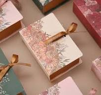 Farfi 10Pcs Book Shape Gifts Package Box Clear Print Paper Wedding Favor  Present Package Box for Birthday (Champagne)