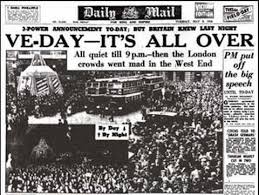 Ht7n0f (rm) the daily sketch newspaper announcing victory in europe day, ve day, dated tuesday 8 may 1945. Ve Day 1945 2015 Victory In Europe Day E Day European History