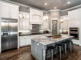 Classic L Shaped Kitchen Remodel With White Cabinet And Gray Island Marble Countertop Amazing Kitchen Remodel Small Galley Kitchen Remodel White Kitchen Design