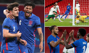 ● in all major tournaments (euro and world cup), england and germany have met seven times previously. England 3 0 Ireland Three Lions Win At Wembley As Sancho Maguire And Calvert Lewin Net For Hosts Daily Mail Online