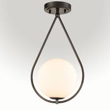 5 out of 5 stars with 1 ratings. Oil Rubbed Bronze Modern Globe Opal Glass Semi Flush Ceiling Light Claxy
