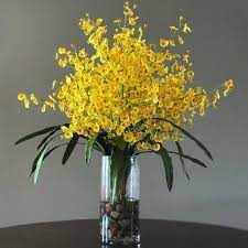 Realistic Stem Yellow Oncidium Dancing Lady Orchid For Diy Floral Arrangements Hom Yellow Flower Arrangements Tall Floral Arrangements Fall Floral Arrangements
