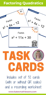 Check Out This Set Of 32 Task Cards On Factoring Quadratic Expressions You Can Print A Set With Qr Codes If You Wan Factoring Quadratics Quadratics Task Cards