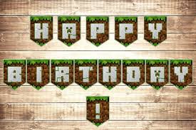 Minecraft Happy Birthday Banner Printable Happy Birthday Banner Pdf Happy Birthday Banner Printable Minecraft Birthday Happy Birthday Banners