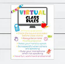 Virtual Class Rules Virtual Classroom Rules Zoom Classroom Etsy Classroom Rules Virtual Class Virtual Classrooms