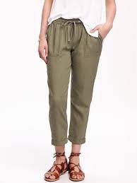 Linen Blend Cropped Pants For Women Old Navy Cropped Linen Pants Olive Linen Pants Pants For Women