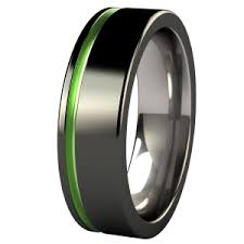 Black And Green Wedding Rings Black And Green Rings Zuzu Black Diamond Plated Colored Titanium Ring Black Titanium Ring Titanium Wedding Rings Black Wedding Rings