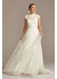 Embroidered Illusion Mock Neck Wedding Dress David S Bridal Davids Bridal Wedding Dresses Embroidered Wedding Dress Wedding Dress Styles