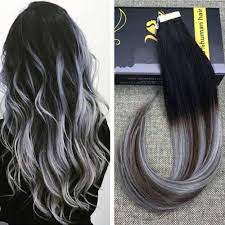 Image Result For Silver Highlights On Dark Brown Hair Black Hair Extensions Brown Ombre Hair Color Tape In Hair Extensions