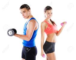 Athletic Man And Woman Before Fitness Exercise Stock Photo, Picture And  Royalty Free Image. Image 21315909.