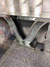 43 x 45 x 39 cmlarge: Diamond Crush Crystal Sparkle Wave Console Table 110cm