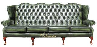 Your search high back chesterfield sofa. Chesterfield 4 Seater Queen Anne High Back Wing Sofa Uk Manufactured Antique Green Leather Sofas Traditional Sofas