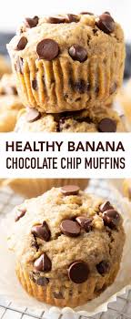 Healthy Banana Chocolate Chip Muffins Recipe In 2020 Banana Chocolate Chip Muffins Healthy Banana Chocolate Chip Muffins Banana Chocolate Chip Muffins Recipe