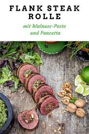 Flank Steak Rolle Mit Walnuss Pesto Und Pancetta Livingbbq De Rezept Smoker Rezepte Gegrilltes Essen Rinderfilet Rezepte