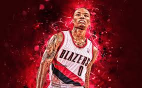 Download Wallpapers Damian Lillard Abstract Art Basketball Stars Nba Portland Trail Blazers Damian Lamonte Ollie Lillard Basketball Neon Lights Creative Portland Trailblazers Trail Blazers Basketball Star