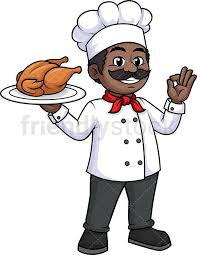 Black And White African American Clip Art Black Male Chef Holding Chicken Cartoon Clipart Vector Friendlystock Cartoon Clip Art Cartoon Illustration