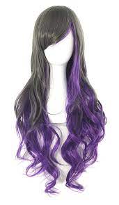 Anime Long Wavy Straight Anime Wig 24 Inch Color Gray Purple Womens Anime Wigs Cosplay Hair Wigs