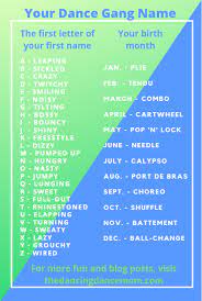 What S Your Dance Gang Name Gang Names Name Generator Dance