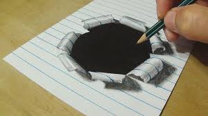 Trick Art On Line Paper Drawing Half Sphere Optical Illusion Anamorphic Illusion With Pencils Y Drawings On Lined Paper 3d Art Drawing Illusion Drawings
