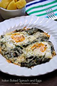 Italian Baked Spinach And Egg Recipe With Parmesan Cheese Recipe Easy Egg Recipes Egg Recipes Recipes