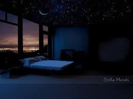 Glows In The Dark Night Sky Ceiling Crescent Moon And Shooting Star Decals Realistic Star Stickers White Version Star Ceiling Dark Ceiling Galaxy Bedroom