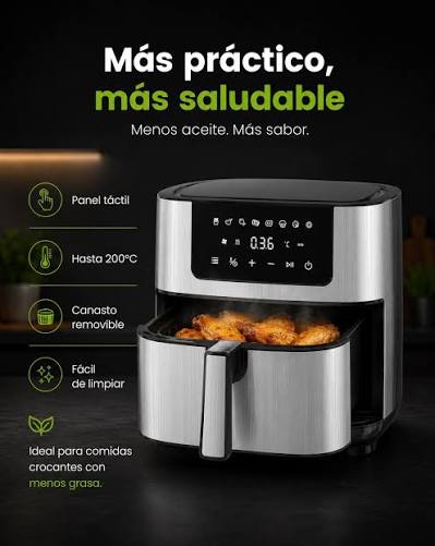 🍟✨ Cociná más fácil, más rápido y con menos aceite con la nueva freidora de aire Techgo AF65G RS 🙌 Con capacidad de 6,5L, panel táctil y 8 programas automáticos, es ideal