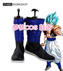 Gogeta Cosplay Shoes Black Blue Long Leather Boots For Halloween Christmas  Custom Made - AliExpress