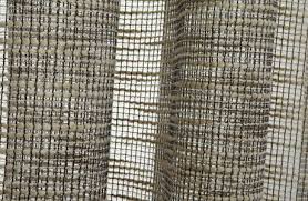 Two pairs vintage/retro 1970s loose weave curtains oatmeal stripe. Open Weave Linen Fabric