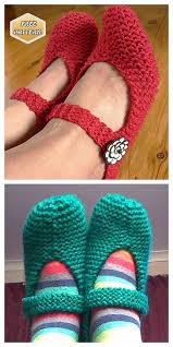 These make great gifts because they are quick for you to knit and stylish and comfy to wear. Knit Adult Mary Jane Slippers Free Knitting Patterns Knitting Pattern
