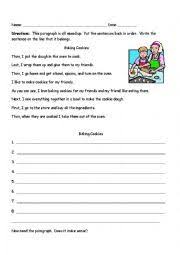 Sequencing Paragraph Baking Cookies Writing Station Writing Worksheets Paragraph