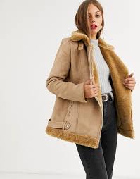 Soft short faux fur lining. Stradivarius Aviator Jacket In Camel Asos