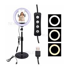 Selfie Flash Ring Light Mobile Phone Holder Led Camera Mount Long Arm Usb Stand