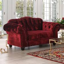 Free shipping on orders of $35+ and save 5% every day with your target redcard. Furniture Of America Tace Transitional Red Velvet Nailhead Loveseat Overstock 29244145
