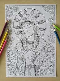 Holy mary coloring pages coloring pages. Virgin Mary Coloring Page For Adults Jpg Printable Zentangle Instant Download Catholic Art Bibartworkshop