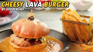 Lava Burger Restaurant Style Lava Cheese Burger Recipe By Sooperchef Burger Recipes Cheeseburger Recipe Hot Cheese