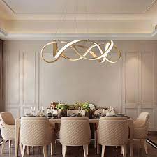 Modern Style Gold Chrome Ribbon Led Chandelier For Restaurant Dining Chandeliers Lustre Salle A Manger Lustre Salon Decoration Salon