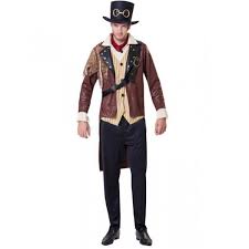 Ce déguisement steampunk homme style victorien est de couleur noir chic et classe, déguisement pour carnaval, fêtes déguisées. Deguisement Steampunk Gothique Homme