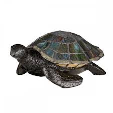 Tiffany style stained glass tortoise turtle lamp lighting art deco nouveau thank you r.l. Sawback Turtle Table Lamp With Bronze Base And Tiffany Glass Shell