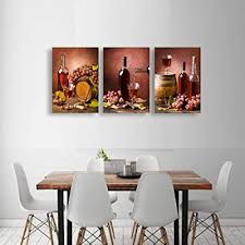 Look through dining room wall art pictures in different colors and styles and when. Buy Baisuwallart K60646 3 Pieces Kitchen Wall Decor Red Wine Cups Hd Modern Framed Wall Art Restaurant Canvas Prints Pictures Paintings Wine Glass Barrel For Dining Room Artwork Larger Online In Kazakhstan B08l36z835