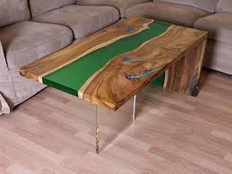 Waterfall Live Edge River Coffee Table With Plexiglass Leg And Glowing Resin Coffee Table Resin Table Wood Table
