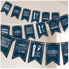 Ruini denim and diamonds theme birthday party backdrop high sliver heel elegant women party decorations (7x5ft). Happy Birthday Man Pennant Banner Dude Party Decorations Blue Beers Cheers Signs 13051853655 Ebay