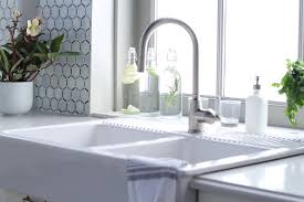 Whichever tap your choose, you'll save water with every use, thanks to an integrated aerator that mixes in air and reduces your water consumption significantly. White Porcelain Dual Kitchen Sink Design Ideas