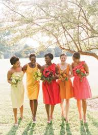 Orange Bridesmaid Dresses Add A Fresh Fun Colour To Your Wedding Orange Bridesmaid Dresses Rainbow Bridesmaids Wedding Bridesmaids